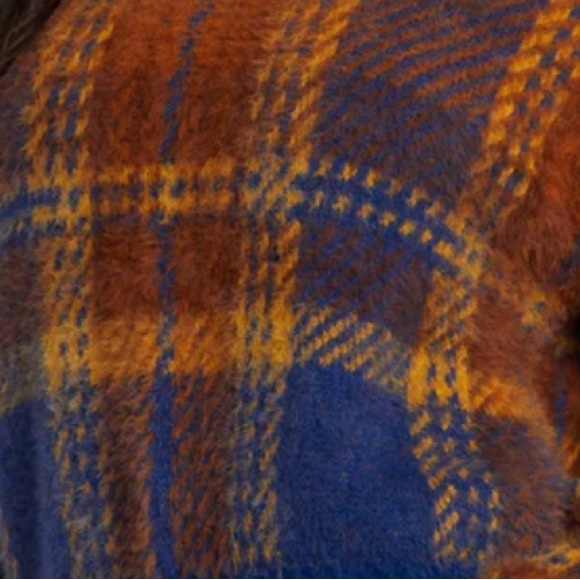 RVCA Fuzzy Plaid Long Sleeve Crewneck Fuzzy Sweater, Size Small - Picture 5 of 14